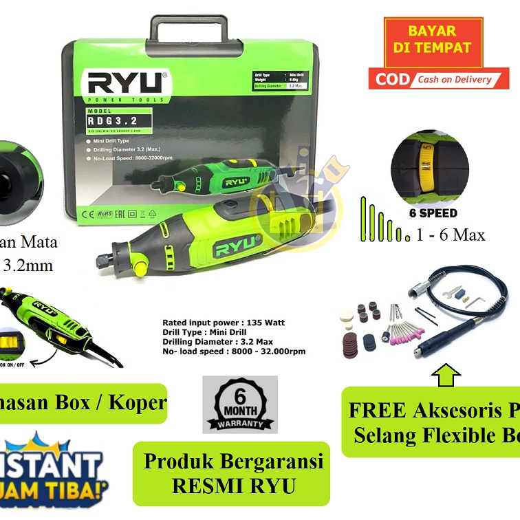 Jual [Y88-♫) READY RYU Die Grinder RDG 3.2 Mini Grinder Ryu Koper Mesin ...