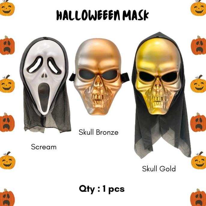 Jual Halloween Halloween Scream Mask/Skull Mask Gold/Topeng Tengkorak ...