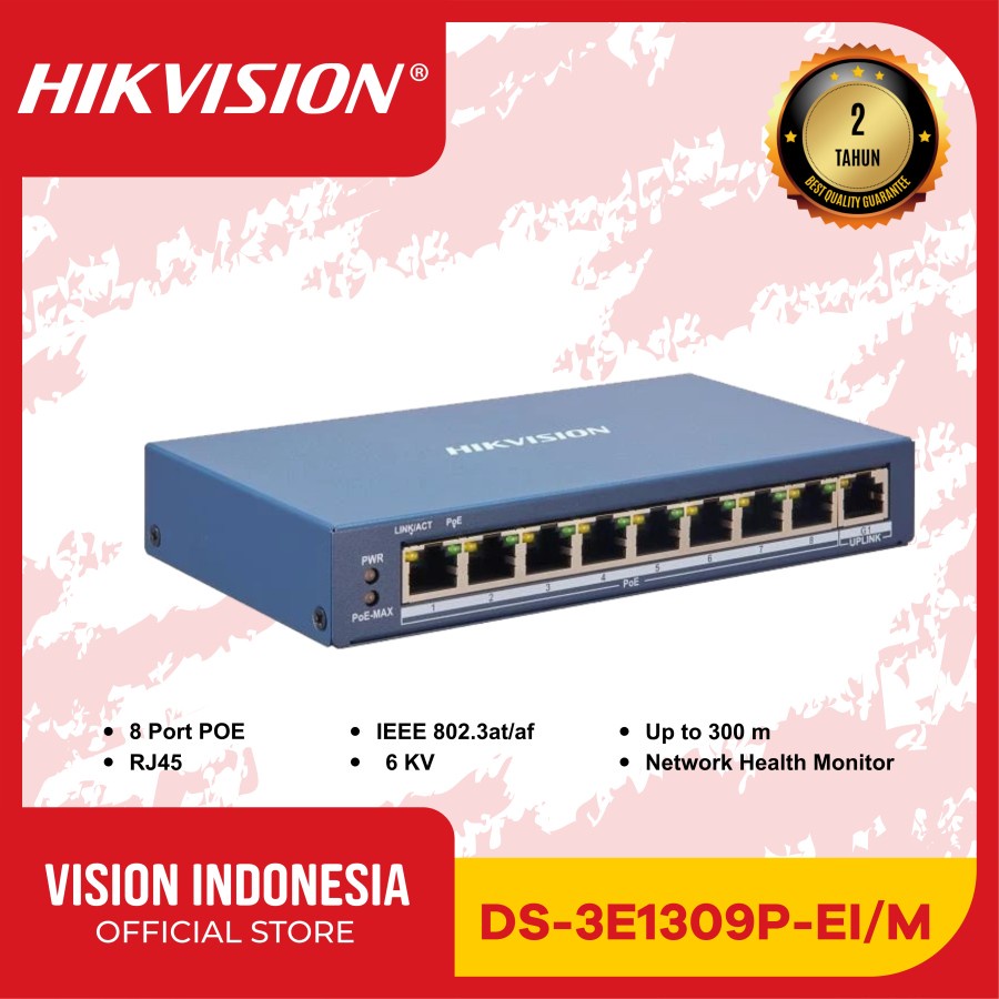HIKVISION 8 PORT POE Switch - 1UpLink