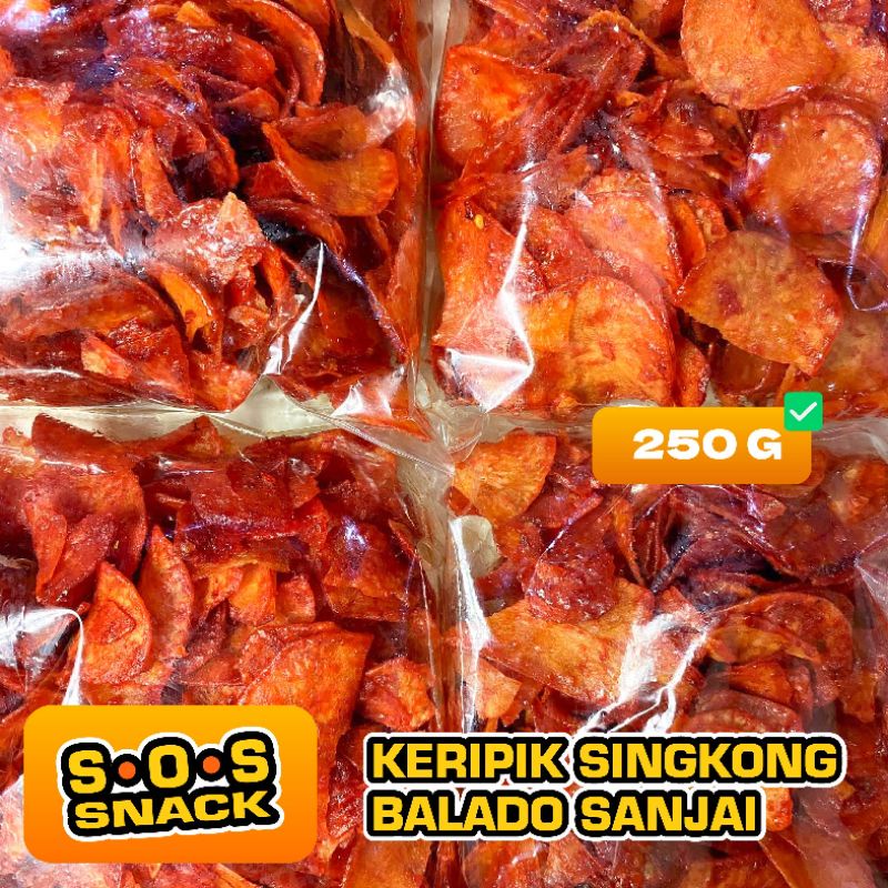 Jual Grosir Termurah Keripik Singkong 250 Gr Balado Sanjay Pedas Manis