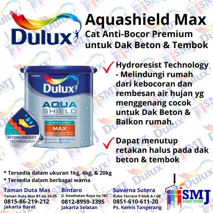 Jual Cat Pelapis Anti Bocor Dulux Aquashield Max Waterproofing 20 Kg Shopee Indonesia 6550