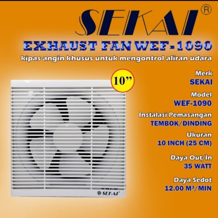 Jual Wall Exhaust Fan Sekai Wef 1090 Exhaust Fan Dinding Sekai Wef1090 ...