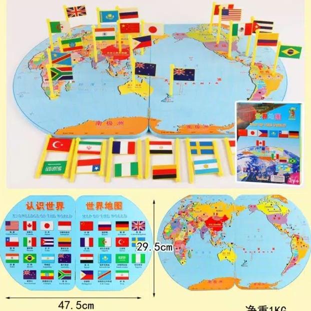 Jual Mainan Anak Peta Bendera Negara Dunia MAP FLAG KNOWLEDGE OF THE ...