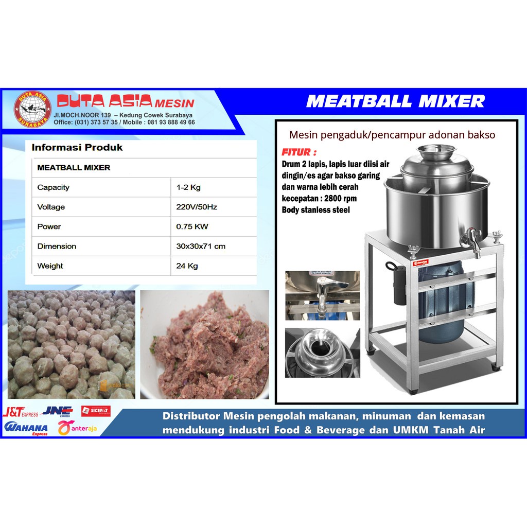 Jual Meatball Mixer Mesin Pengaduk Adonan Bakso Kapasitas 1 2