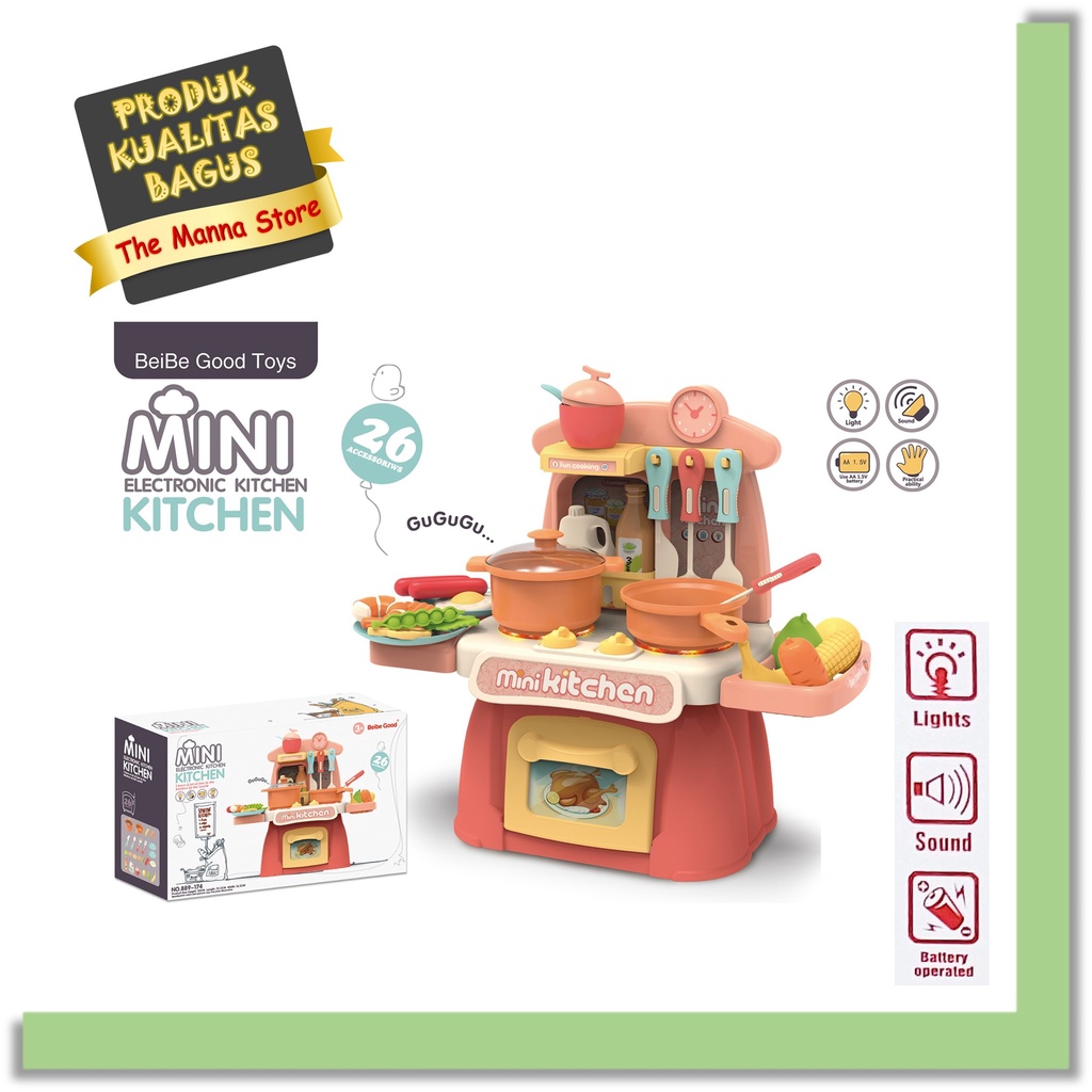 Jual Mainan Anak Pretend Toys Mini Kitchen with Light and Sound 26 pcs ...
