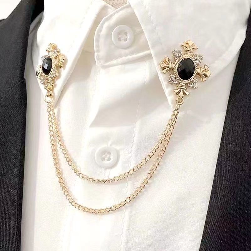 Jual Pin Kerah Rantai Bros Kristal Silang Kemeja Setelan | Shopee Indonesia