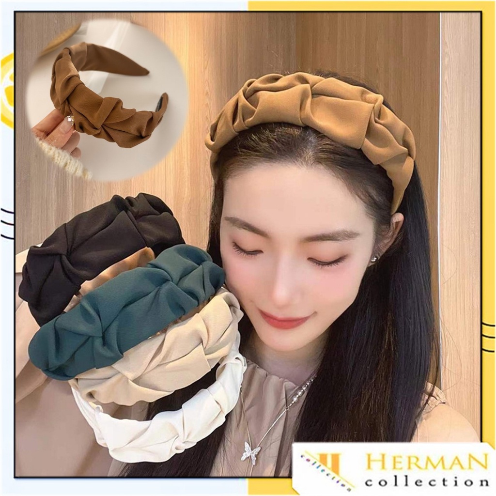 Jual Hc Bando Scrunchie Wanita Lebar Simpul 6742 Bandana Korea Anti Patah Headband Keriting 