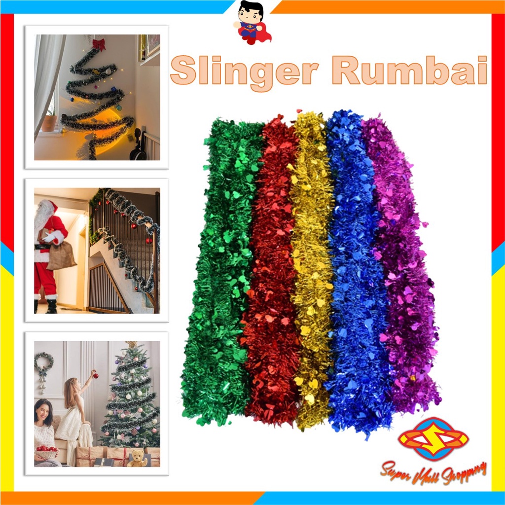 Jual SMS Slinger Tinsel Rumbai 2 Meter Hiasan Pohon Natal Motif Bintang ...