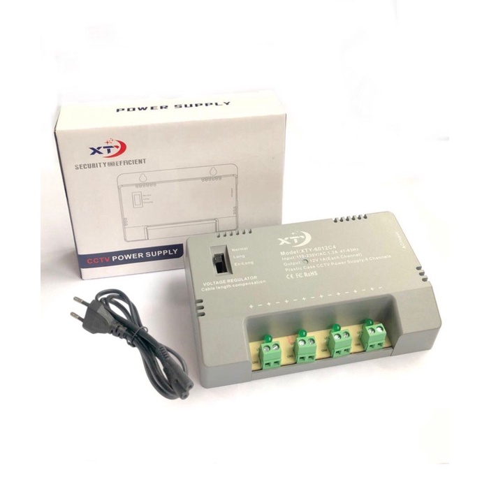 Jual POWER SUPPLY CCTV 4 CHANNEL XTY SWITCHING UNTUK 4 KAMERA CCTV 12V