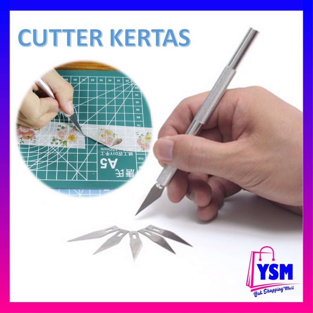 Jual YSM Pisau Ukir Seni 5 isi Cutter Hobby Crafting Art Knife Metal ...