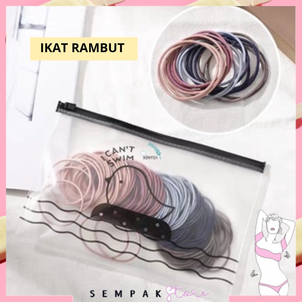 Jual SS Ikat rambut Karet Rambut Elastis Warna Polos 2 warna 100Pcs ...