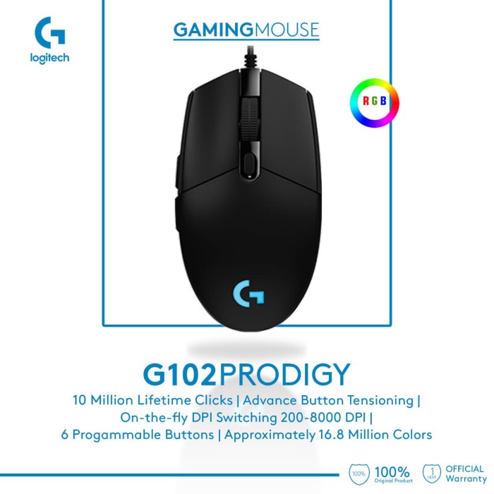 Jual Logitech G102 Gaming Mouse Prodigy (AURA/RGB) | Shopee Indonesia