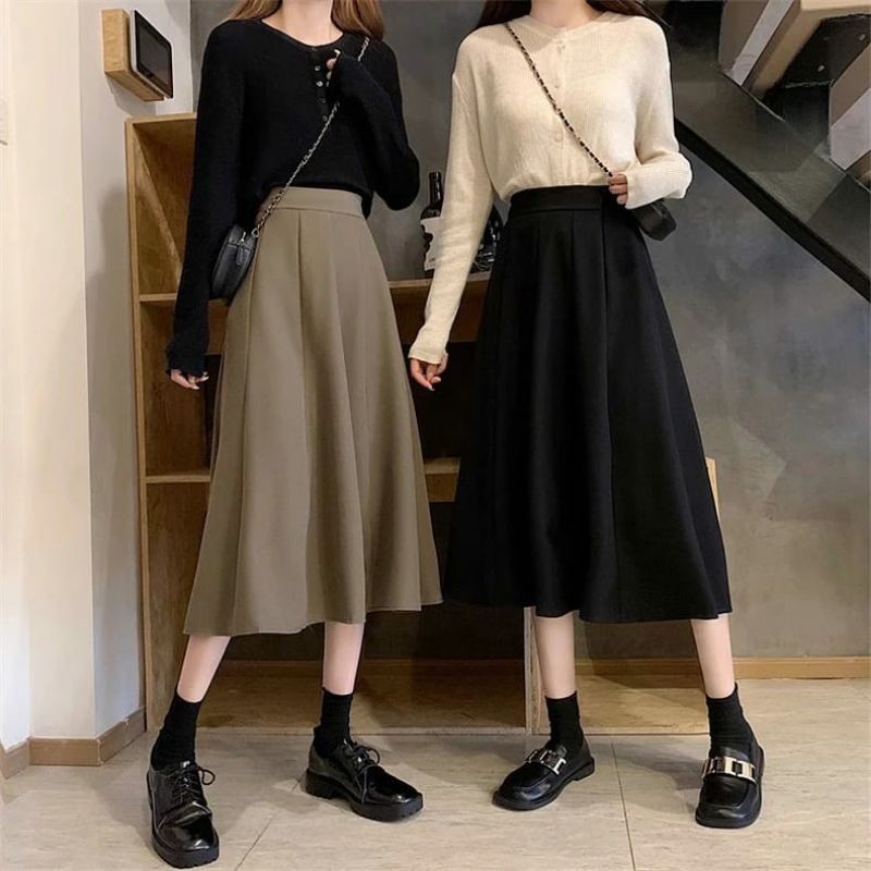 Jual V1..ROK WANITA A-LINE || ROK WANITA KASUAL LURUS LONGGAR ROK ...