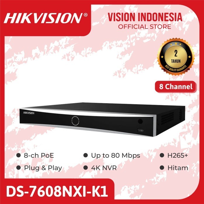 Jual HIKVISION DS-7608NXI-K1/8P NVR 8CH POE AcuSense 4K Face Capture ...