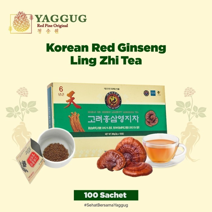 Jual Red Ginseng Ling Zhi Tea 100% Original Korea (100 Sachet) | Shopee ...
