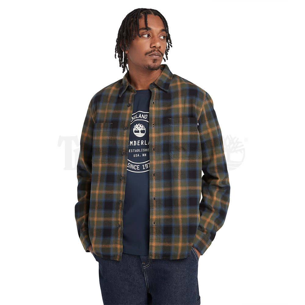 90s-00'S Cabelas Ombre Check Long Sleeve Heavy Flannel Check Shirt, Men's Size XL, Vintage cotton green type Vintage Second Hand