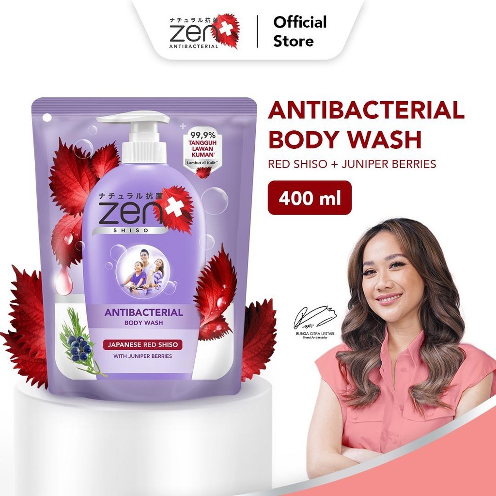 Jual Zen Antibacterial Body Wash Shiso & Juniper Berries Refill 400ml ...