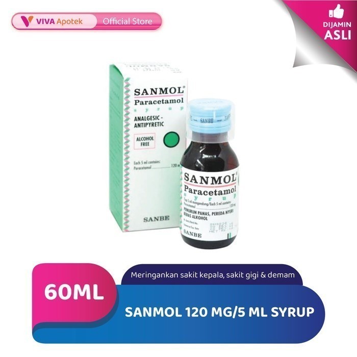 Jual Sanmol 120 Mg/5 Ml Sirup Meringankan Sakit Kepala Dan Demam (60 Ml ...