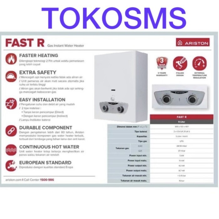 Jual Water Heater Ariston Fast R Gas Instant Model Paloma Rinnai Wasser