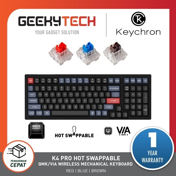 Jual Keychron K4 Pro Fully Assembled Hot-Swappable White Backlight ...