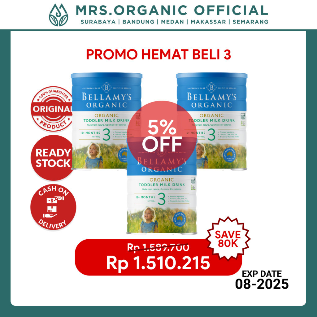 Jual Susu Formula Bayi Organik Bellamys Organic STEP 3 Anak usia 1 - 3 ...