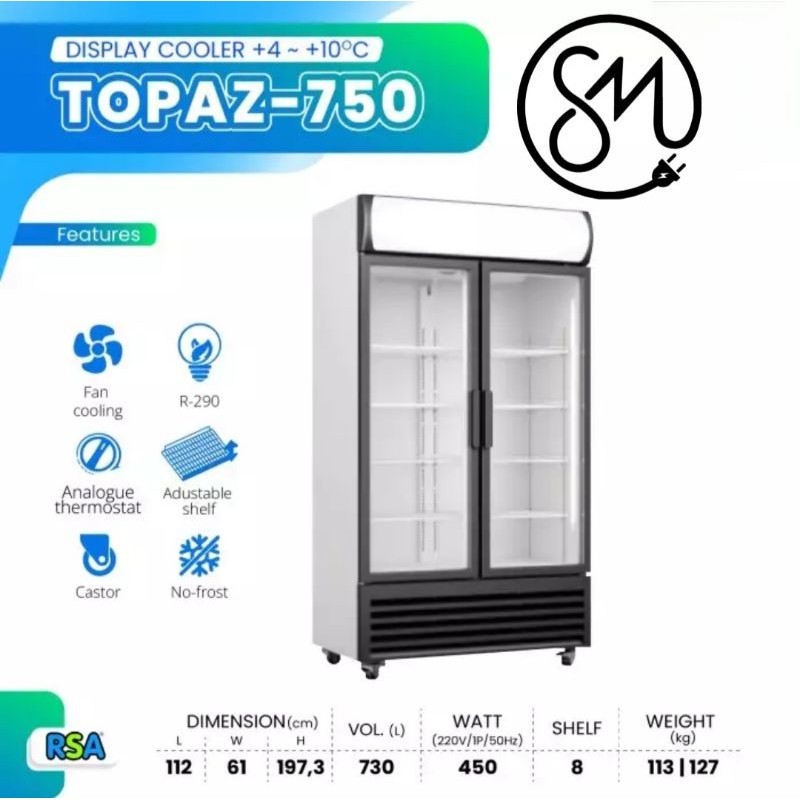 Jual Showcase RSA TOPAZ-750 Display Cooler 2 pintu 730 Liter TOPAZ750 ...
