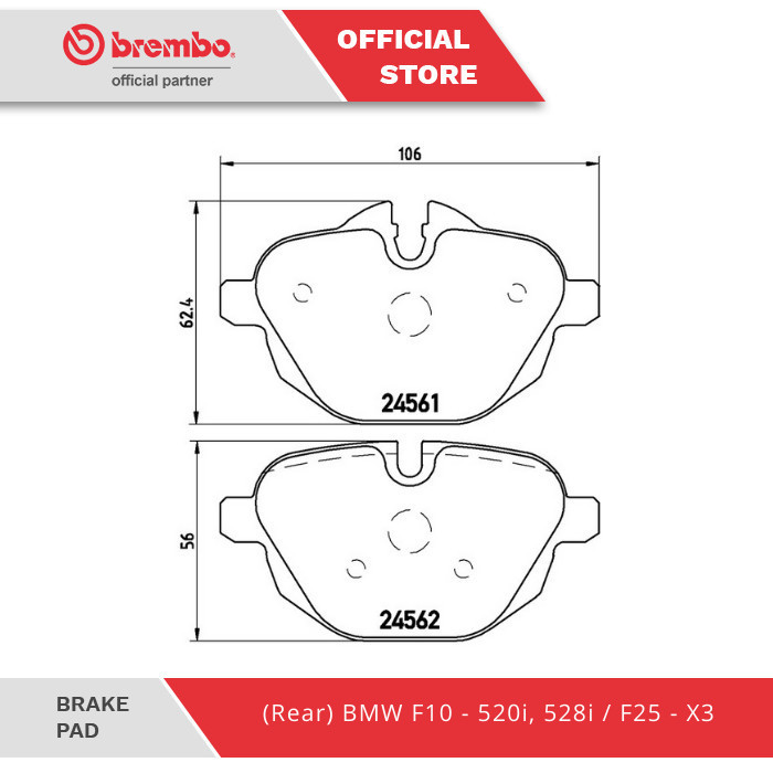 Jual Kampas Rem Brembo Bmw F10 - 520I, 528I / F25 - X3 - P06064 (Rear ...