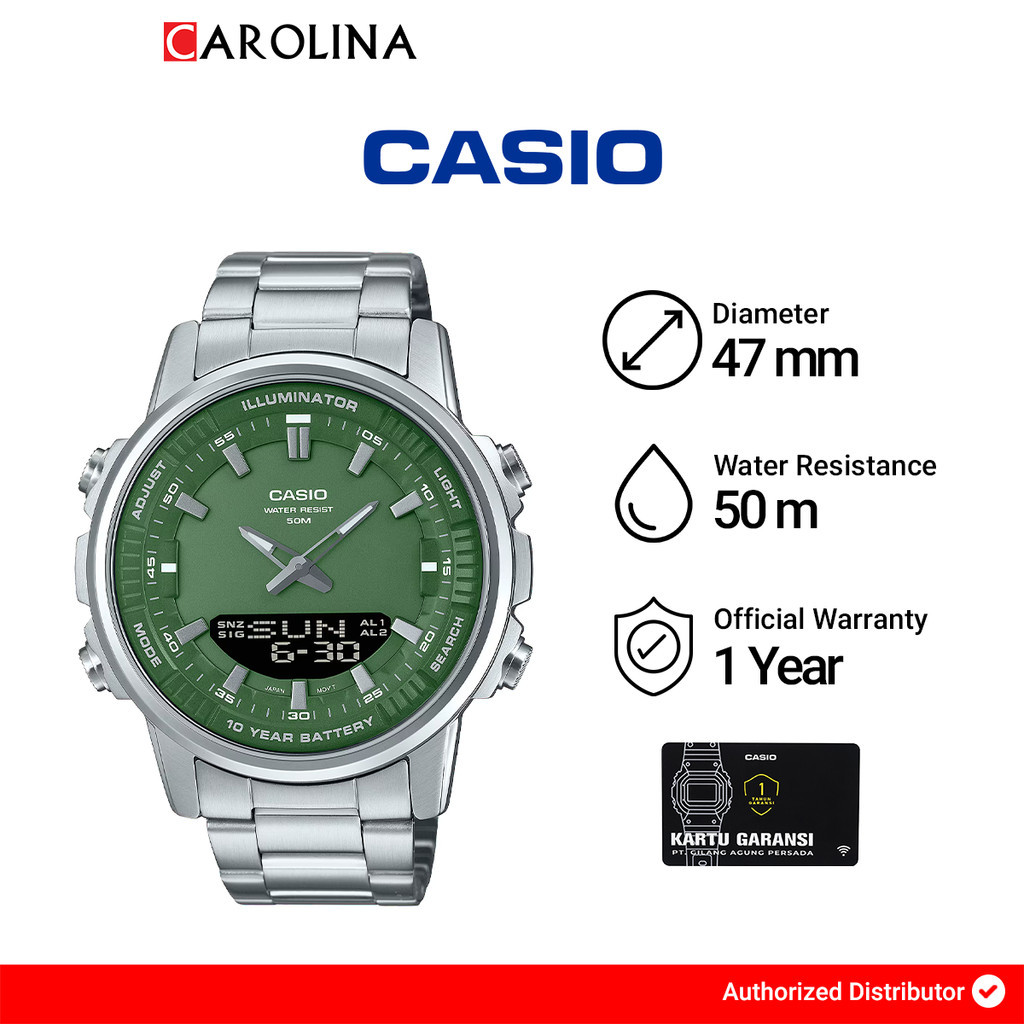 Jual Jam Tangan Pria CASIO POP AMW-880D-3A Analog-Digital Green Dial ...