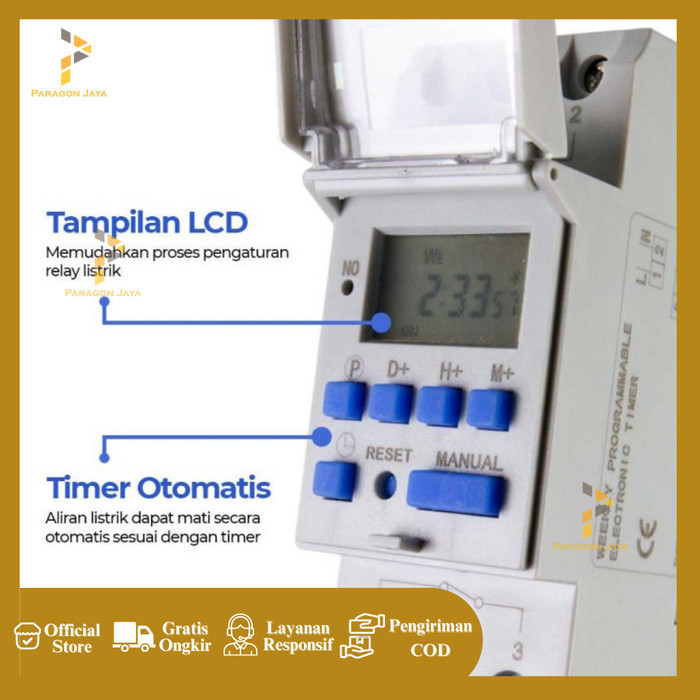 Jual Mcb Timer Programmable Switch Relay 16A 220V 2000W - Thc15A ...