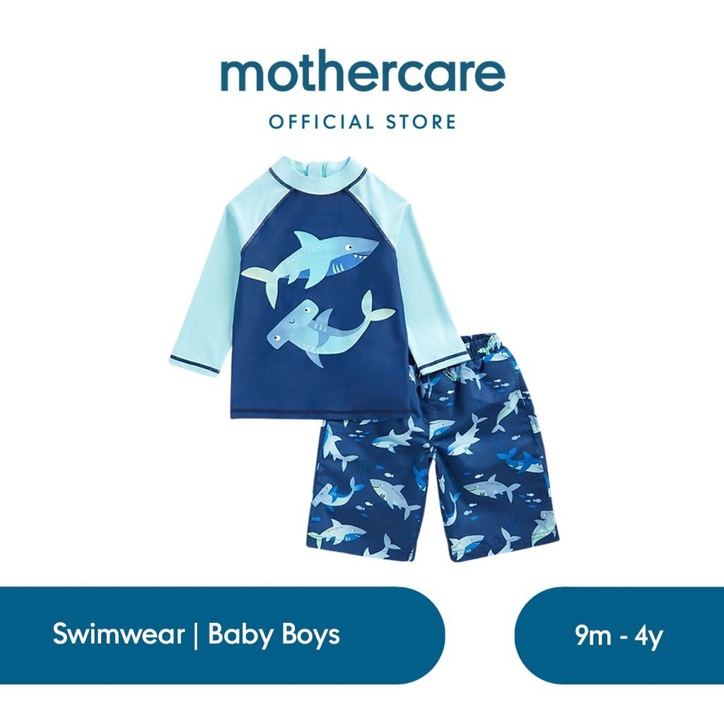 Jual Mothercare Shark UPF50+ Sunsafe Rash Vest and Woven Shorts - Baju ...
