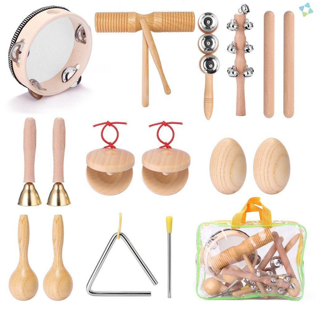 Jual 11pcs Children Hand Percussion Instruments Kit Portable Kids Music ...
