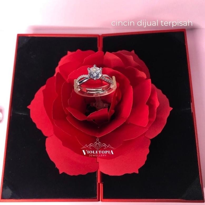 Jual VIRAL [FREE GIFT] 3D Pop Up Rose Ring Box / Kado Ulang Tahun ...