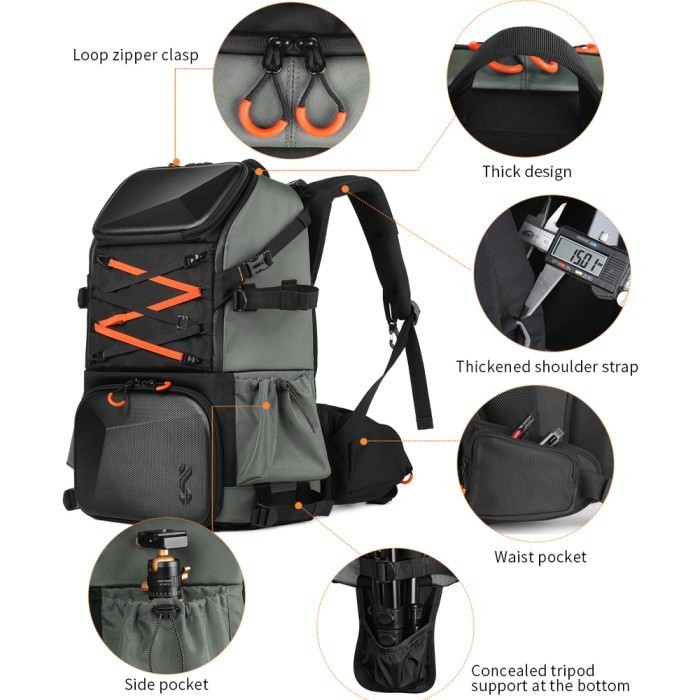 Jual K&F Concept 33L Tas Large Travel Backpack Waterproof Photography ...