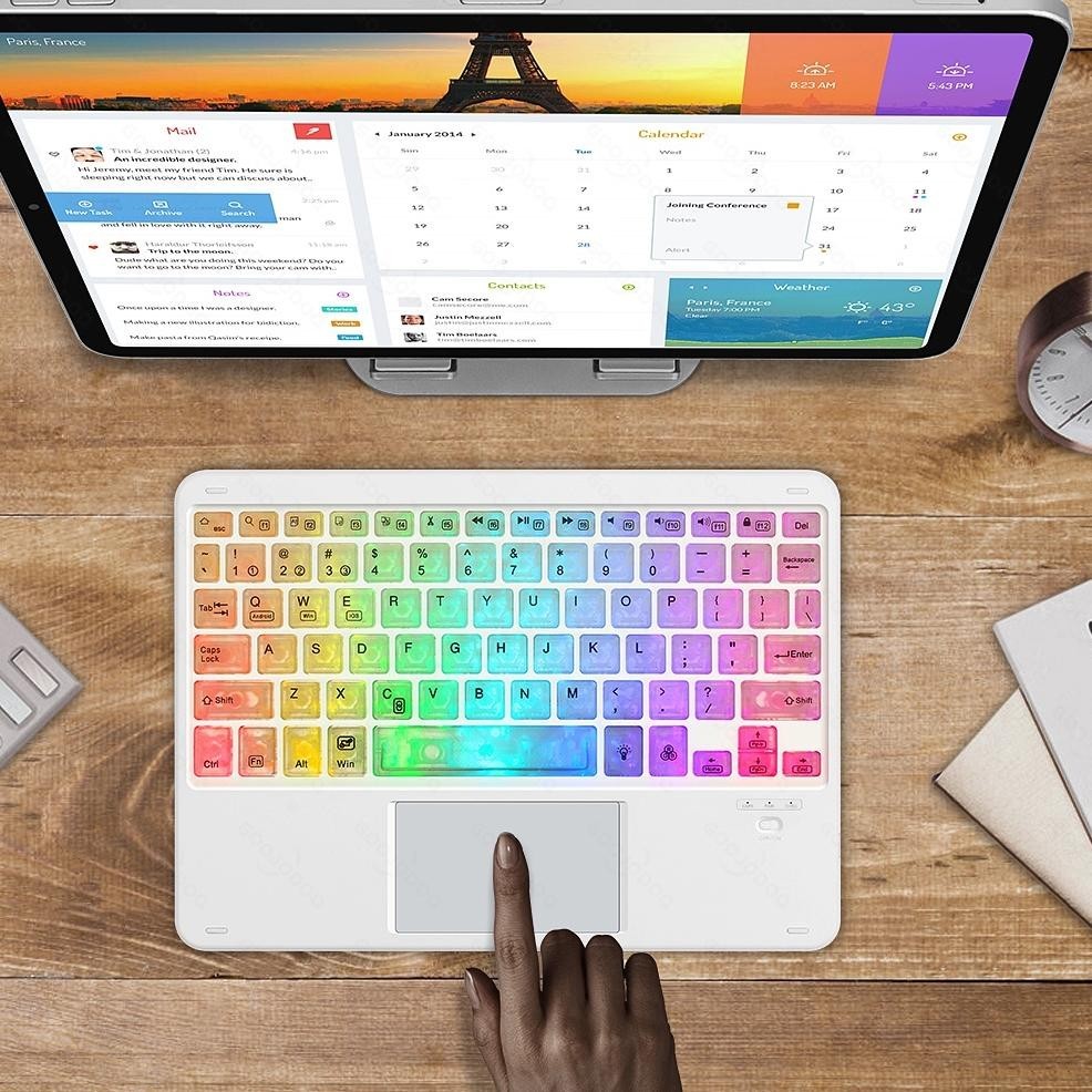 Jual se-7 GOOJODOQ RGB Bluetooth Keyboard Transparent Crystal With ...