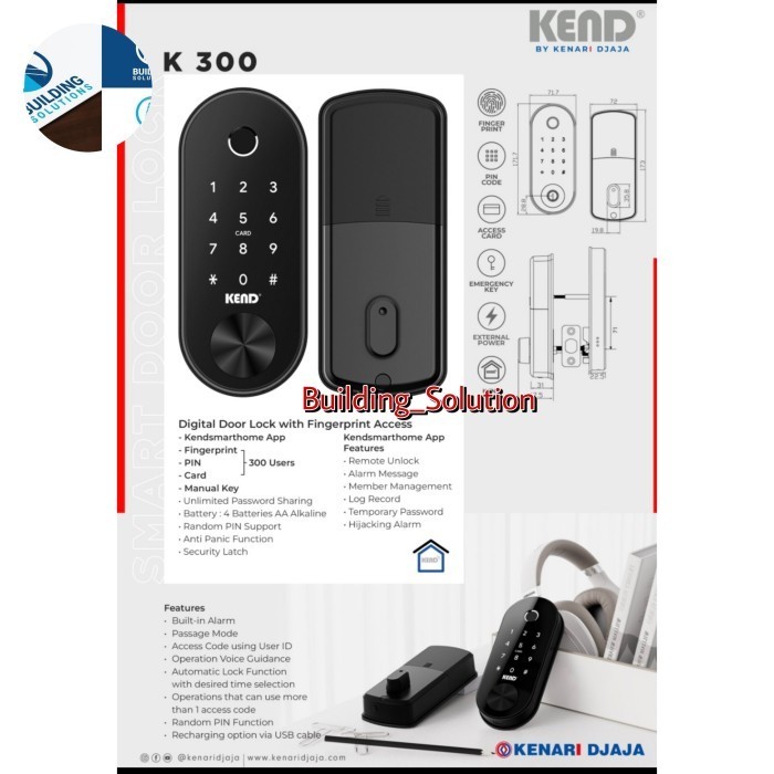 Jual KEND ORIGINAL SMART DIGITAL RIMLOCK K300 - KUNCI DIGITAL RIM LOCK ...