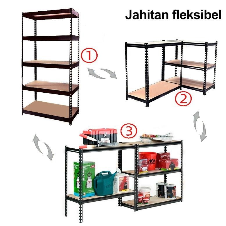 Jual Rak Besi Rak Putih Rak Besi Susun Rak besi siku 5 susun Rak barang ...
