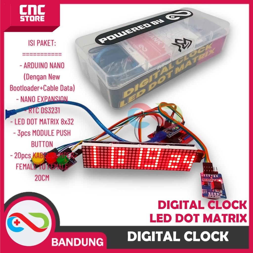 Jual KIT DIGITAL CLOCK LED DOT MATRIX JAM DIGITAL ARDUINO PAKET LENGKAP ...