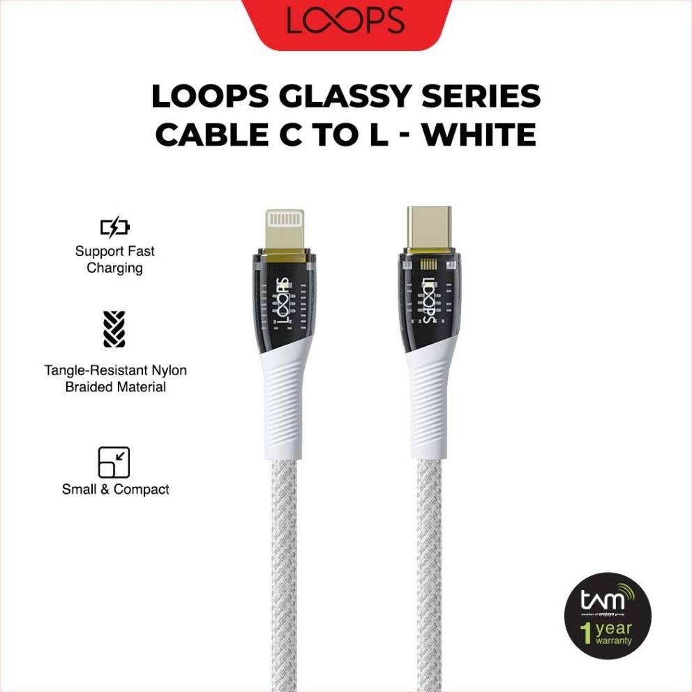 Jual PROMO ! LOOPS Glassy Series Cable C to L - White | Shopee Indonesia