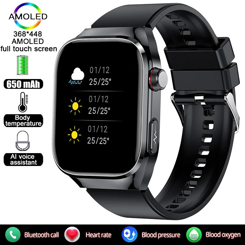 New full touch screen ECG PPG Bluetooth call smart watch men's women watch  sport heart rate fitness waterproof 650mAh