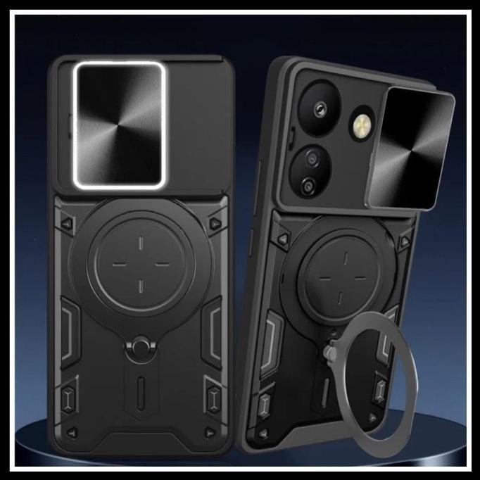 Shockproof Armor Case For Xiaomi Redmi 13C Magnetic Car Ring Holder Stand Back Case Slide Lens Cover For Redmi 13C Protective Phone Cases Buy Cheaply On