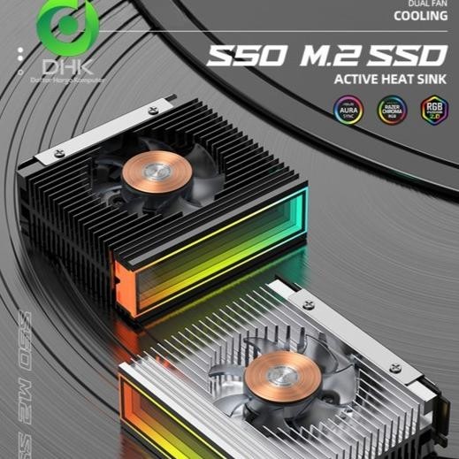 Jual SSD Cooler S50 SSD M.2 2280 Infinity Mirror ARGB PWM Dual Fan ...