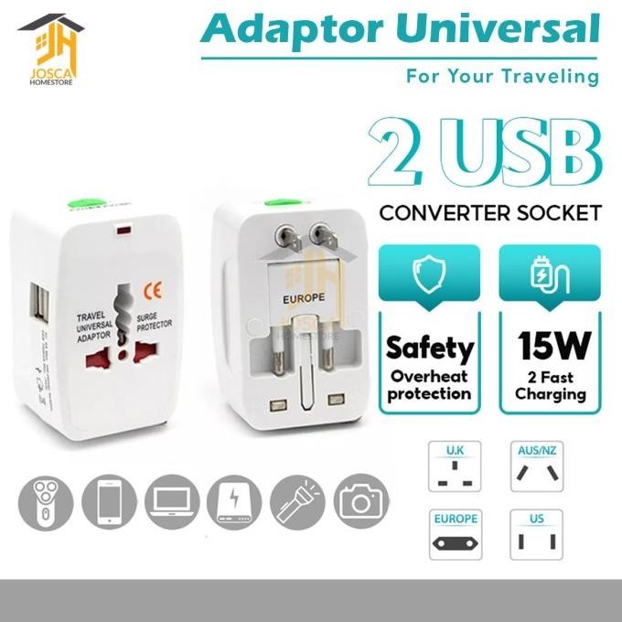 Jual Terbaik Colokan Listrik Universal Travel Adaptor + Usb/ All In One ...