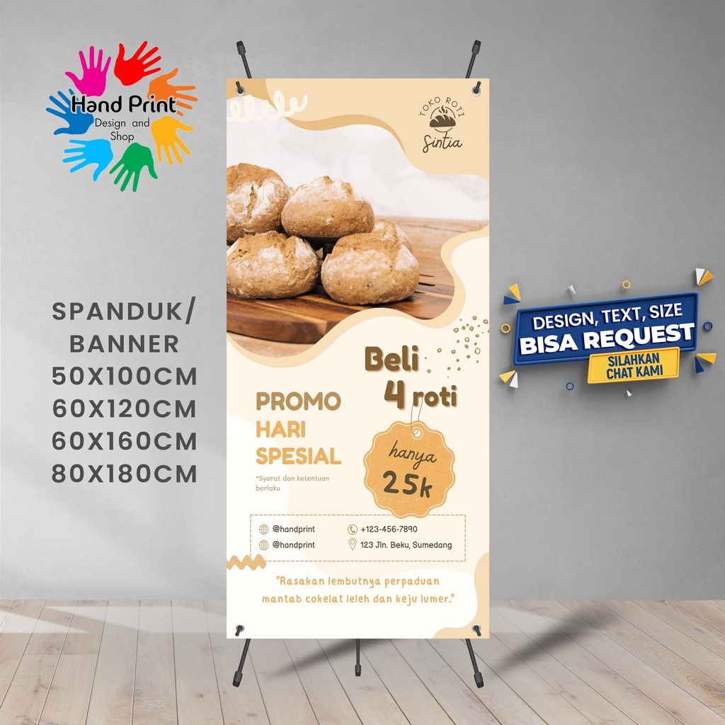 Jual SPANDUK BANNER Kedai Roti Aneka Makanan 60x160 CM Outdoor Free ...