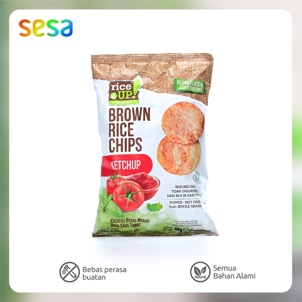 Jual Rice Up ! Wholegrain Brown Rice Chips Ketchup 60 G (Sna Sehat