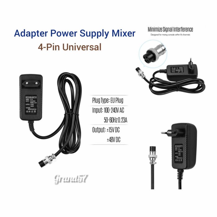 Jual adapter ac adaptor power supply switching mixing mixer 15v 4pin ...