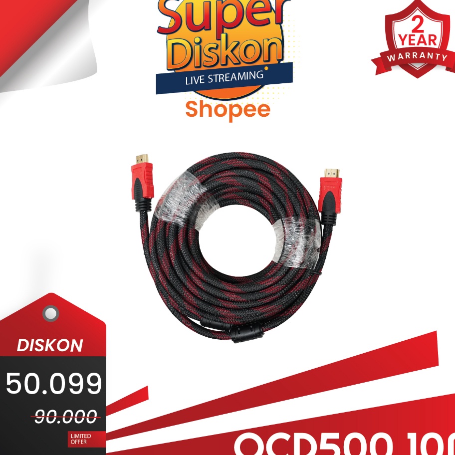 Jual Serba Murah Kabel HDMI to HDMI 10m High Speed Full HD Gold Plated