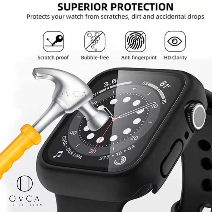 Jual SALE APPLE WATCH HARD CASE & TEMPERED GLASS SERIES 9 8 7 6 5 4 3 2