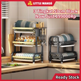Rak Piring Stainless Steel Rak Dapur Cuci Piring Wastafel Rak Piring Penyimpanan Rak Peralatan Dapur Dengan Aksesoris 2 Susun Tingkat Peralatan Dapur/F2