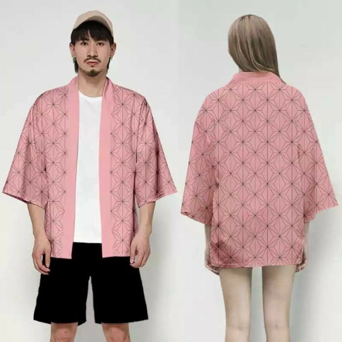 Duohropke Happi Kimono Haori Veste Demi-saison Unisexe à Manches 3