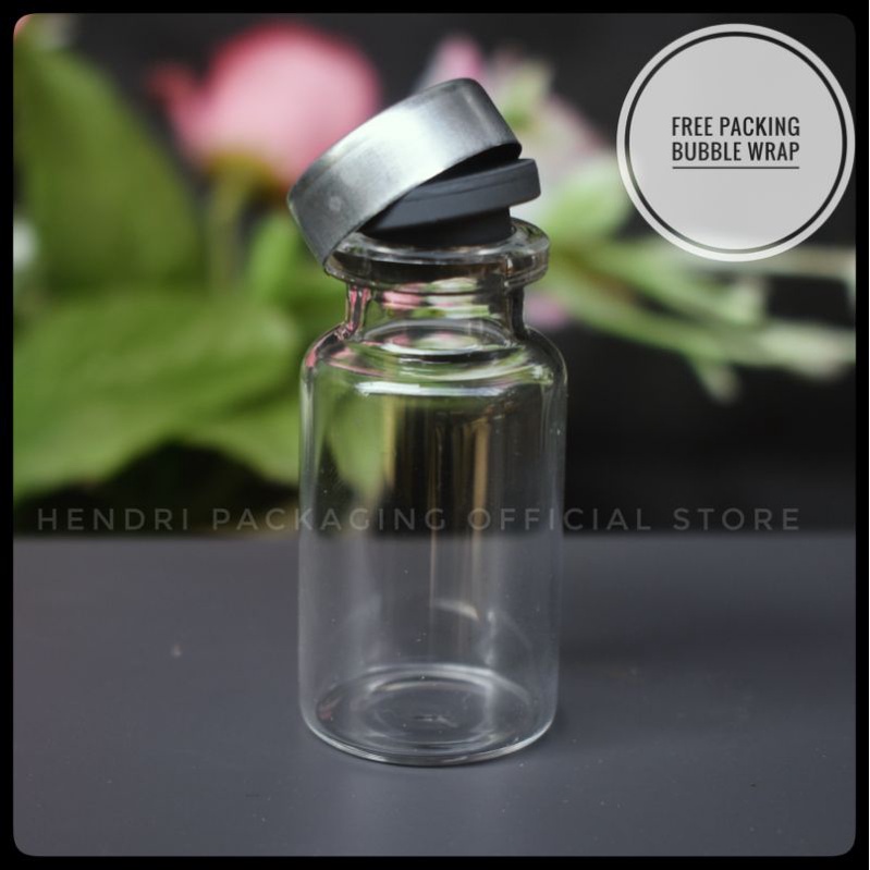 Jual Botol Kaca Vial 10ml Tutup Karet Segel Aluminium | Shopee Indonesia